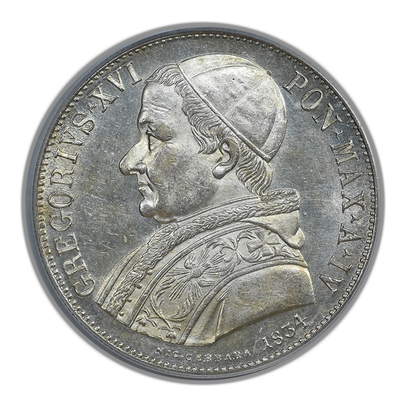 1834-R Italy Vatican City Silver Scudo PCGS AU58 OGH