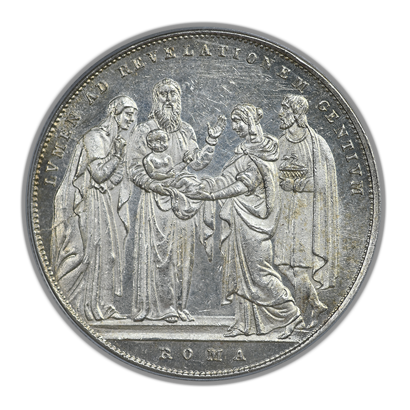 1834-R Italy Vatican City Silver Scudo PCGS AU58 OGH