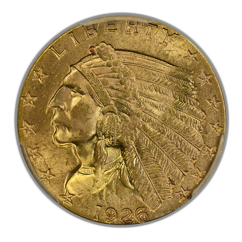 1926 Indian Head Gold Quarter Eagle $2.50 PCGS MS65+ Obverse