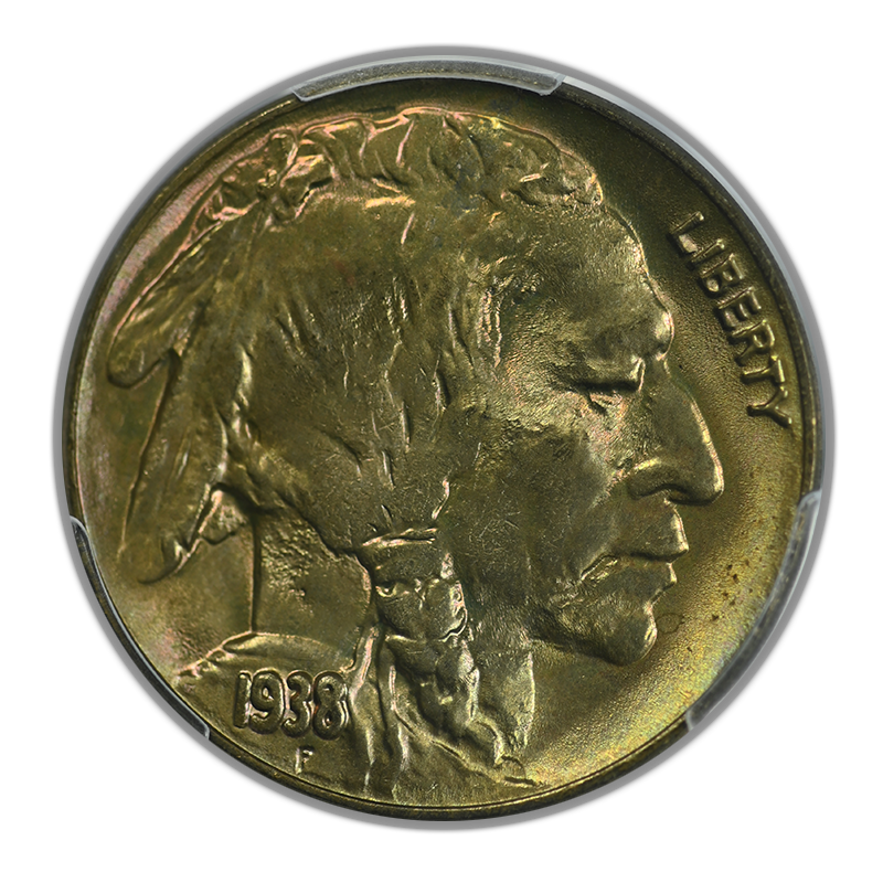 1938-D Buffalo Nickel 5C PCGS MS67+ - TONED! Obverse