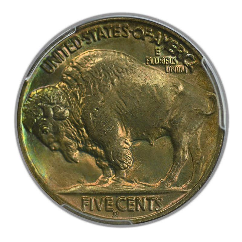 1938-D Buffalo Nickel 5C PCGS MS67+ - TONED! Reverse