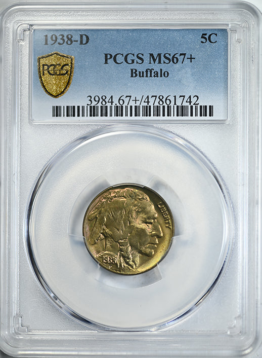 1938-D Buffalo Nickel 5C PCGS MS67+ - TONED! Obverse Slab