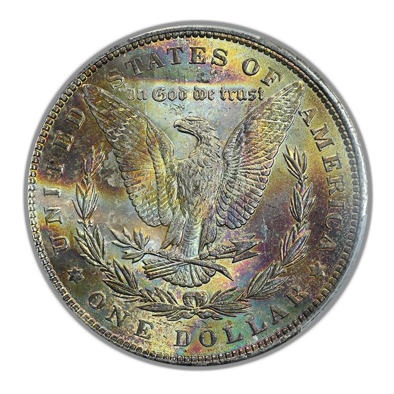 1889 Morgan Dollar $1 PCGS MS62 - RAINBOW TONED! Reverse