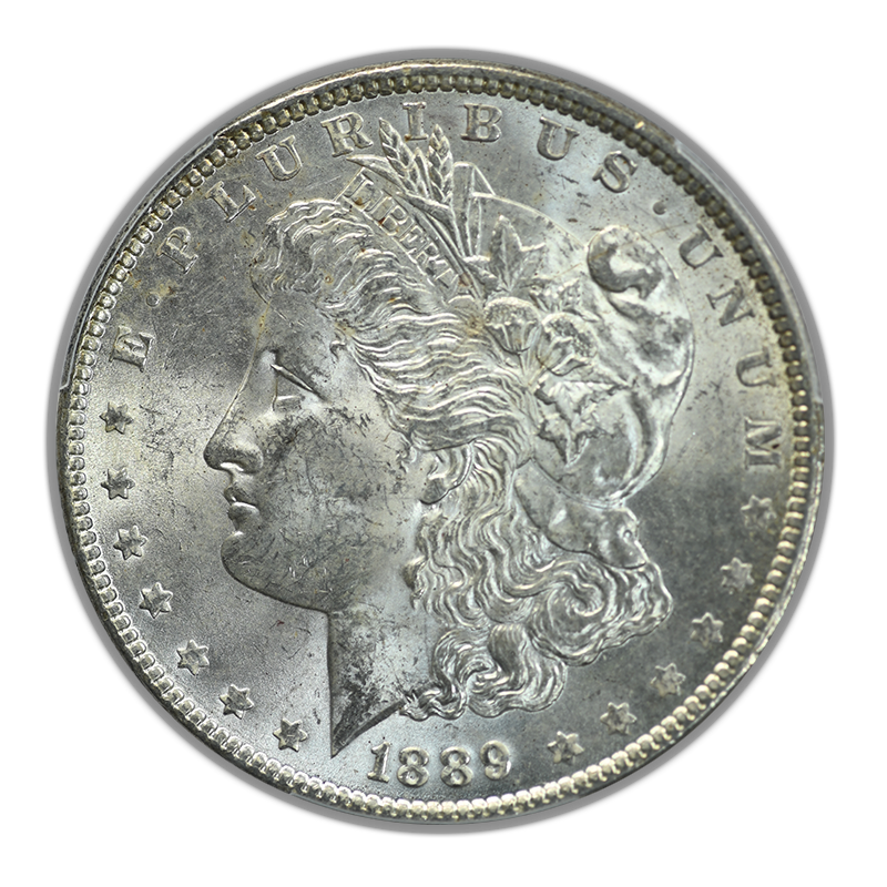 1889 Morgan Dollar $1 PCGS MS62 - RAINBOW TONED! Obverse