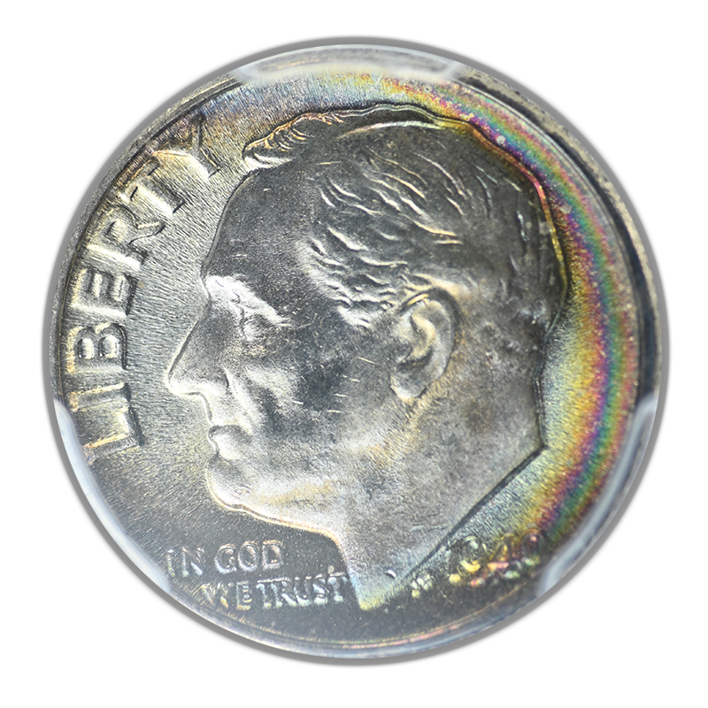 1949 Roosevelt Dime 10C PCGS MS66 - TONED! Obverse