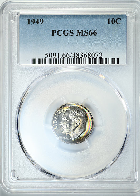 1949 Roosevelt Dime 10C PCGS MS66 - TONED! – Americana Rare Coin