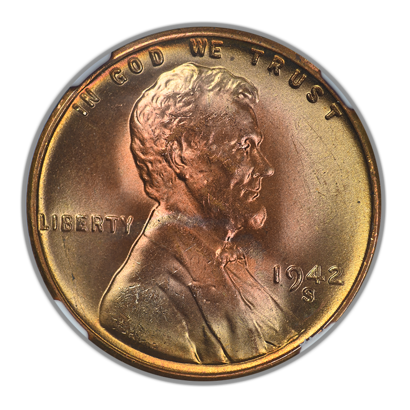 1942-S Lincoln Wheat Cent 1C NGC MS67RD - TONED!