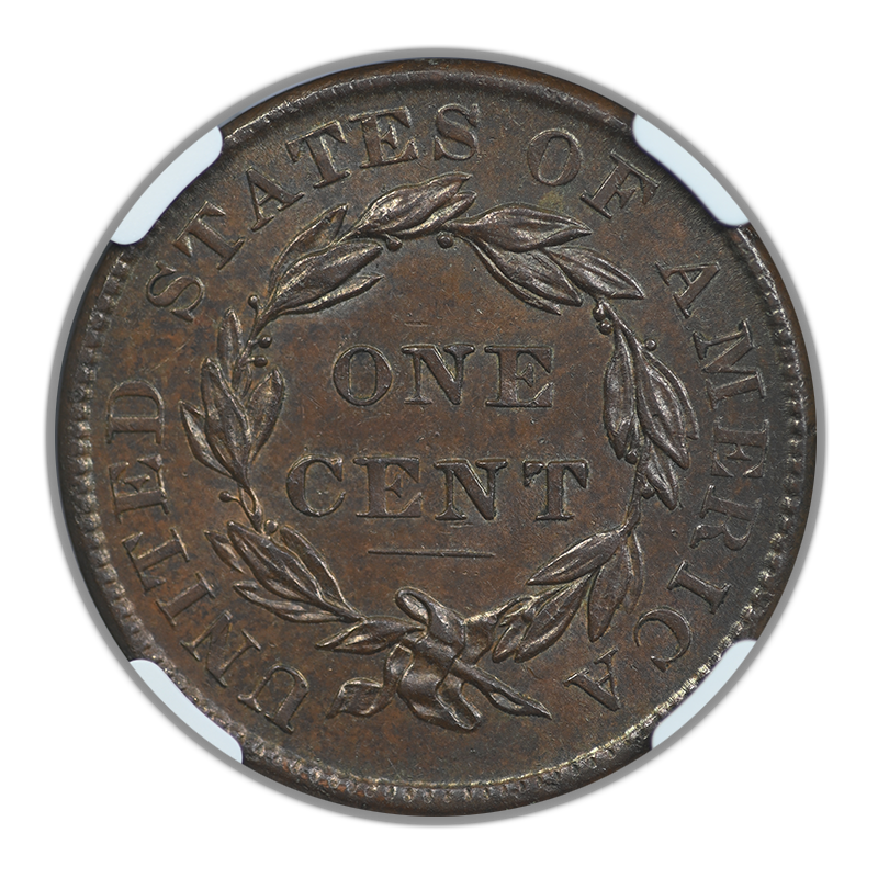 1837 Liberty Coronet Head Large Cent 1C NGC AU58BN Reverse