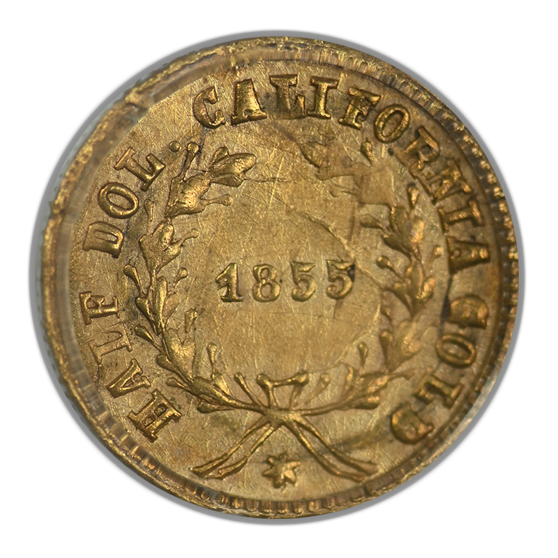 1855 California Fractional Gold BG-432 G50C PCGS AU58 Reverse