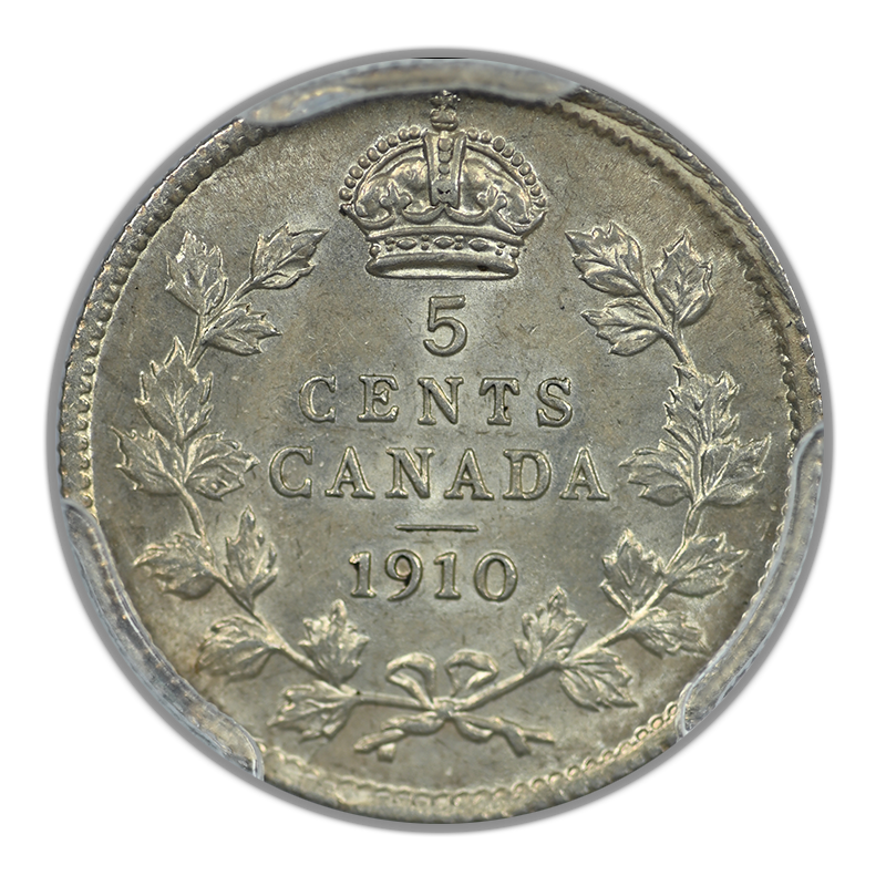 1910 Canada 5C Cents PCGS MS62 - Pointed Leaves