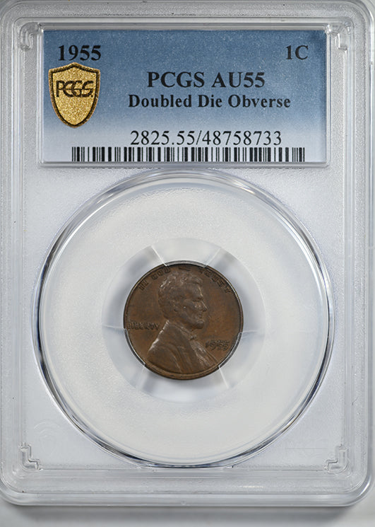 1955 Doubled Die Obverse Lincoln Wheat Cent 1C PCGS AU55