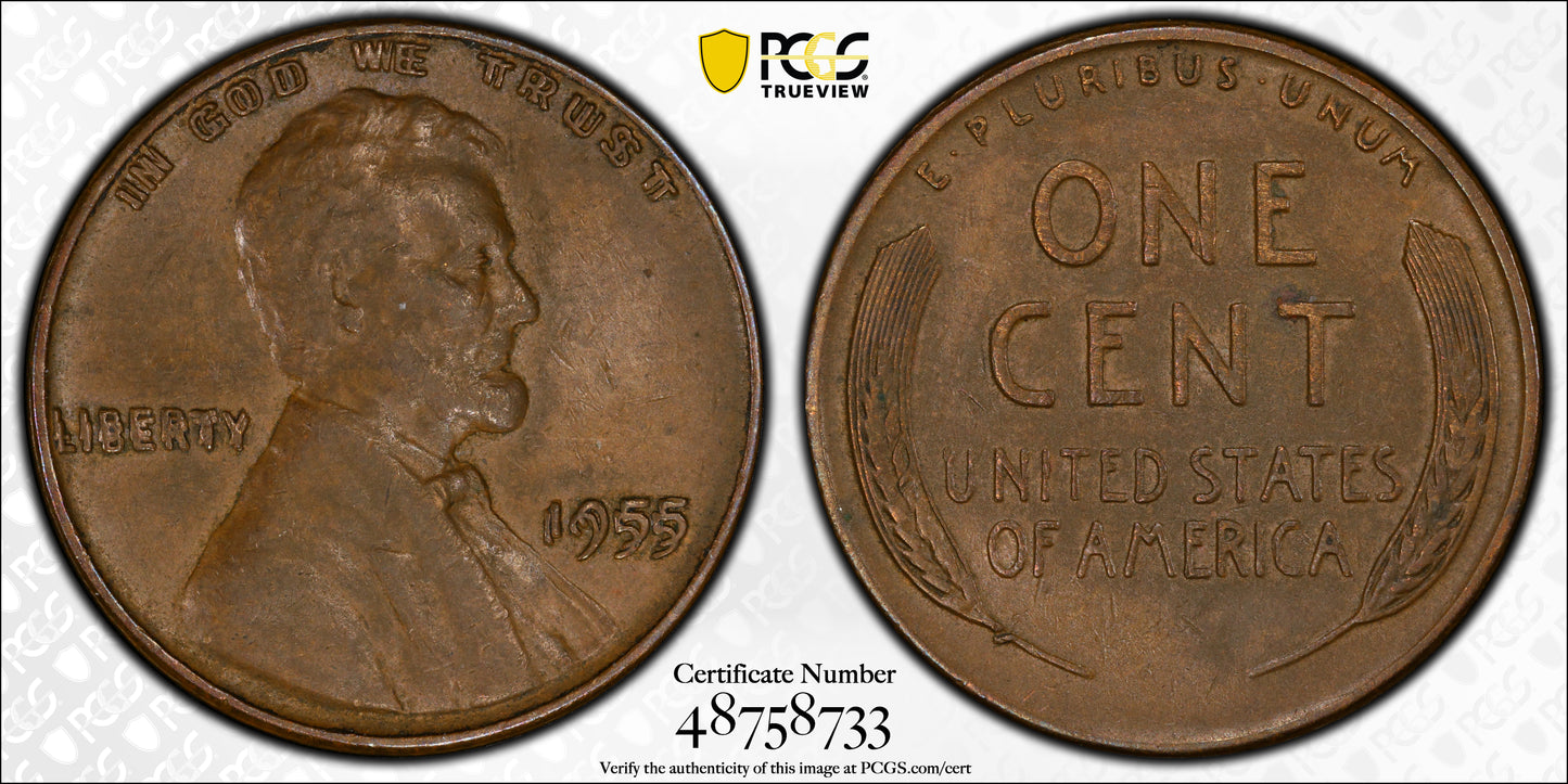 1955 Doubled Die Obverse Lincoln Wheat Cent 1C PCGS AU55