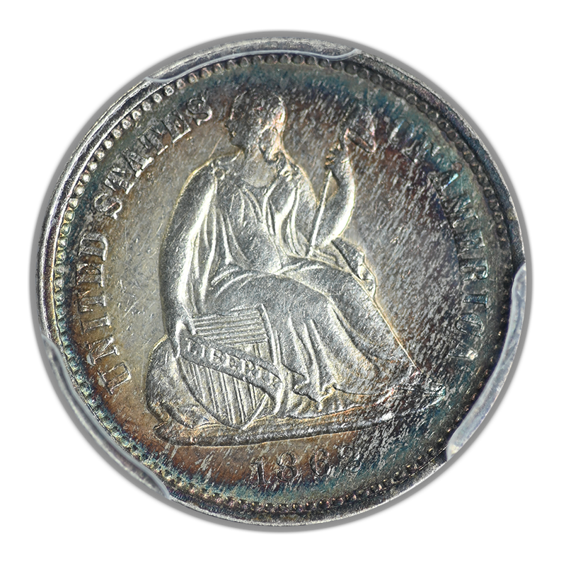 1862 Liberty Seated Half Dime H10C PCGS AU58 - TONED! Obverse