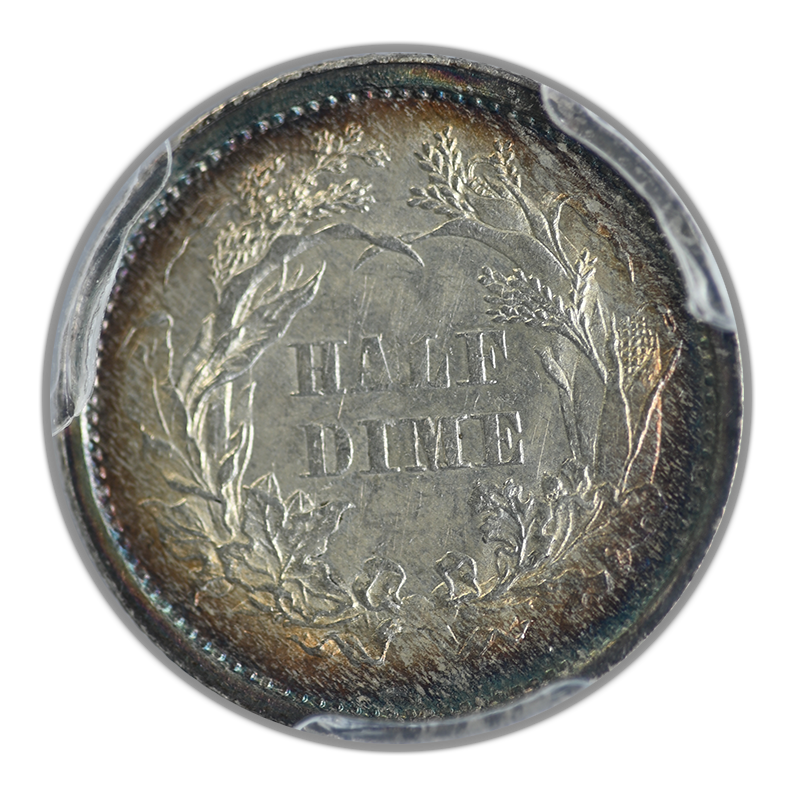 1862 Liberty Seated Half Dime H10C PCGS AU58 - TONED! Reverse
