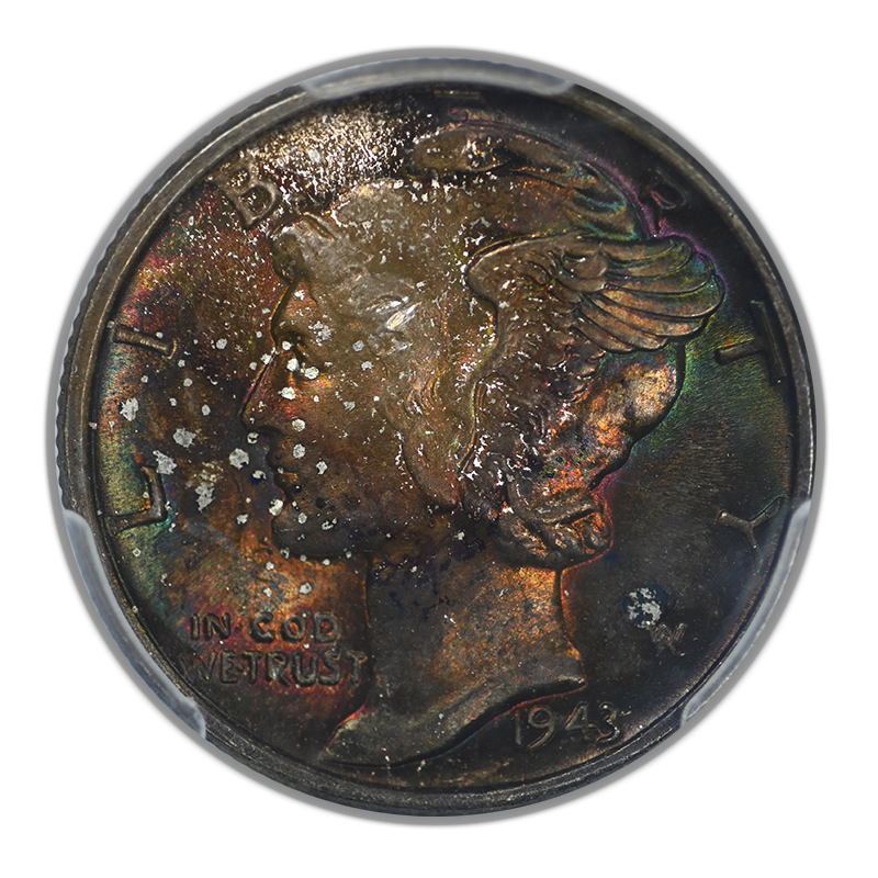 1943 Mercury Dime 10C PCGS MS67 - TONED!