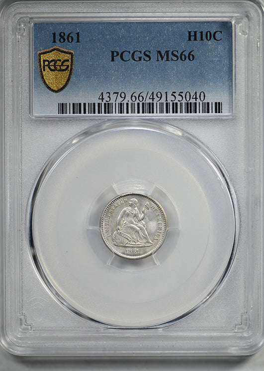 1861 Liberty Seated Half Dime H10C PCGS MS66