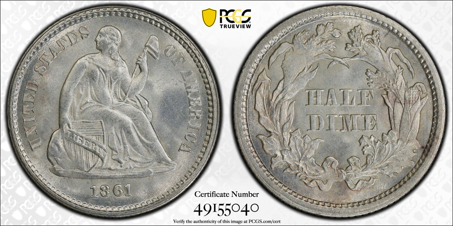 1861 Liberty Seated Half Dime H10C PCGS MS66