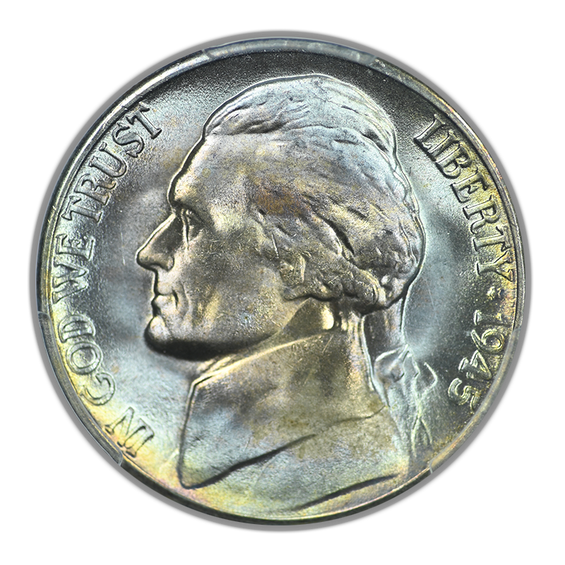1945-S Jefferson Nickel 5C PCGS MS67 - TONED!