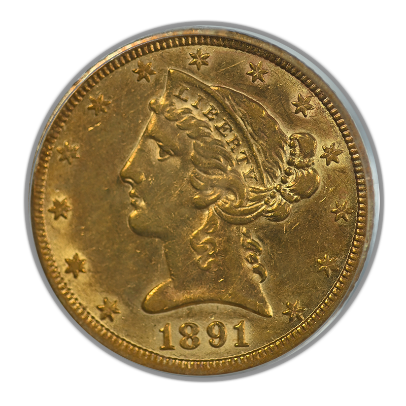 1891-CC Liberty Head Gold Half Eagle $5 PCGS XF45 Obverse