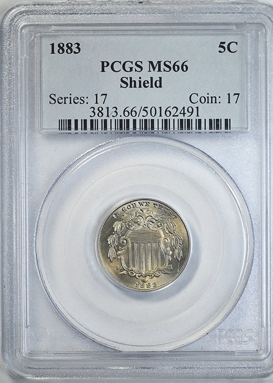 1883 Shield Nickel 5C PCGS MS66 Obverse Slab