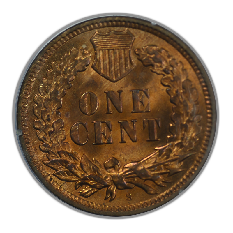 1909-S Indian Head Cent 1C PCGS Rattler MS64RB CAC Reverse