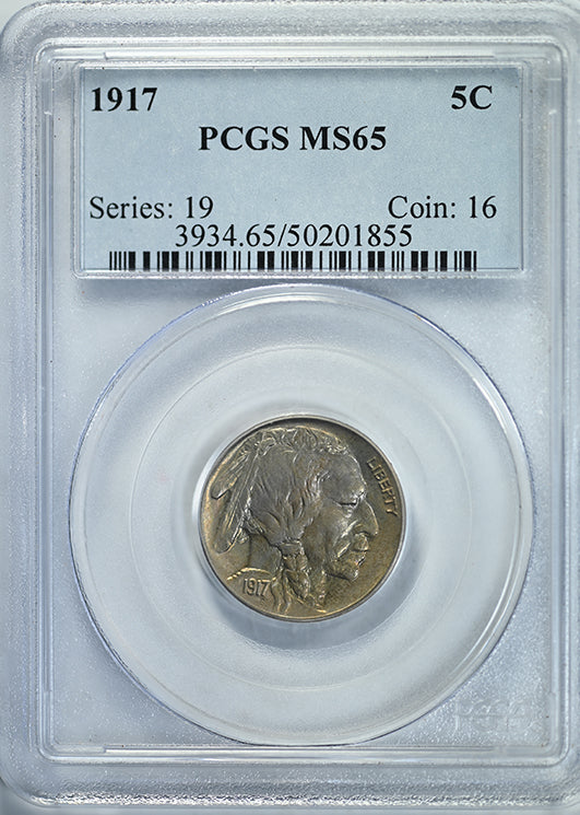 1917 Buffalo Nickel 5C PCGS MS65 Obverse Slab