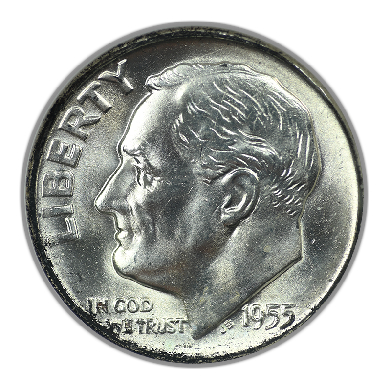 1955-S Roosevelt Dime 10C NGC Fatty MS67