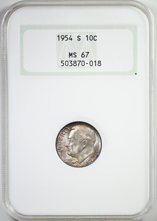 1954-S Roosevelt Dime 10C NGC Fatty MS67