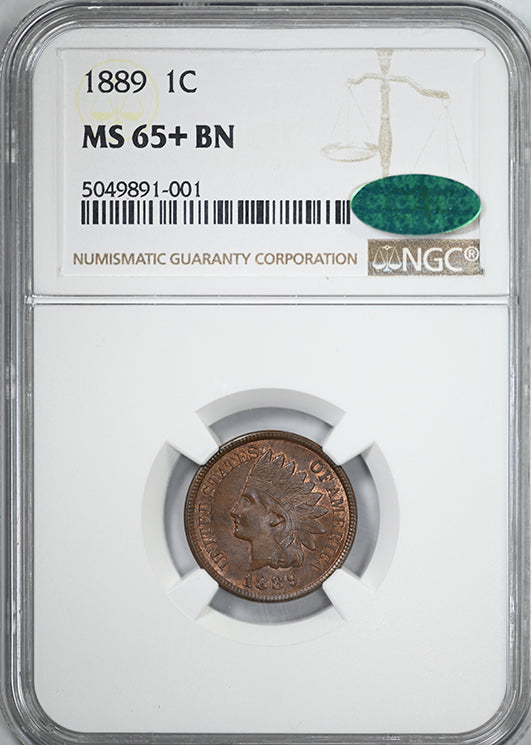 1889 Indian Head Cent 1C NGC MS65+ CAC