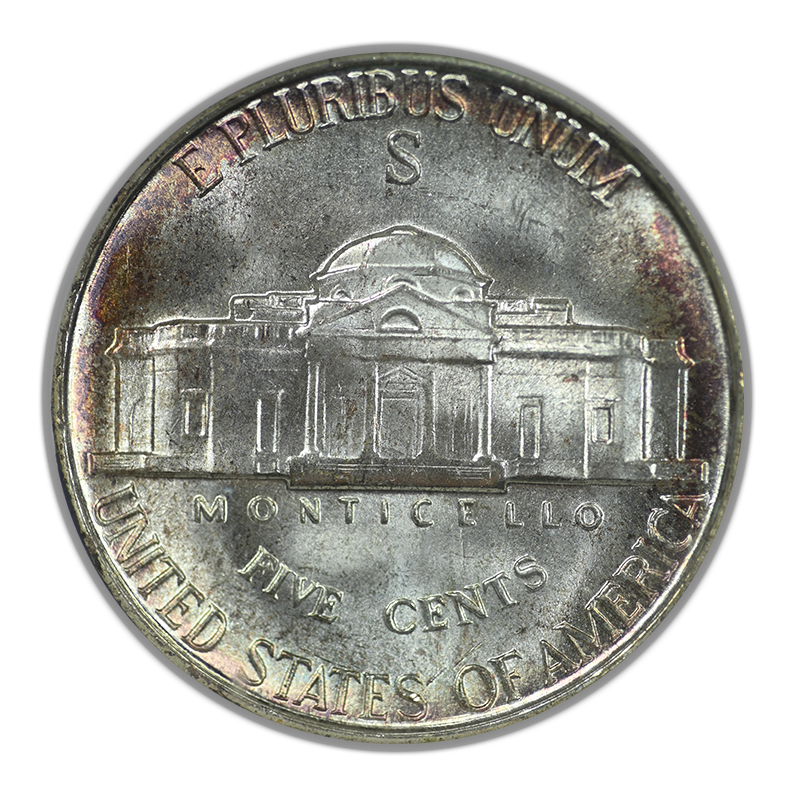 1942-S Jefferson War Nickel 5C NGC Fatty MS67