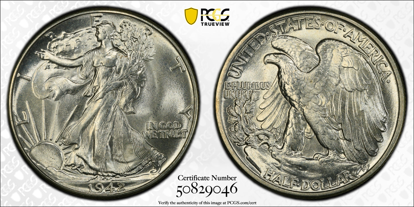 1942 Walking Liberty Half Dollar 50C PCGS MS67