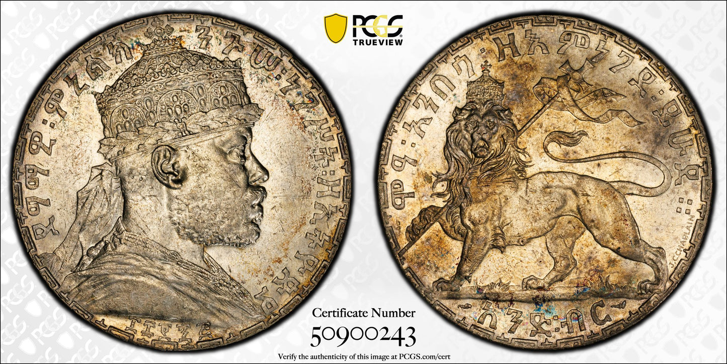 EE1895 (1903) Ethiopia Birr PCGS AU53 KM-19