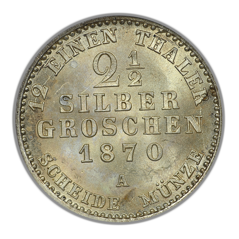 1870-A Germany Prussia 2.5SG Silbergroschen ANACS Soapbox MS64