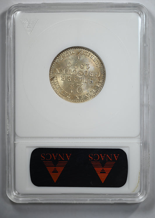 1870-A Germany Prussia 2.5SG Silbergroschen ANACS Soapbox MS64