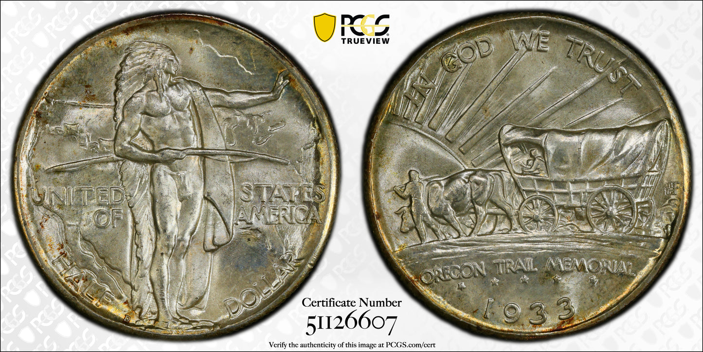 1933-D Oregon Trail Classic Commemorative Half Dollar 50C PCGS MS66