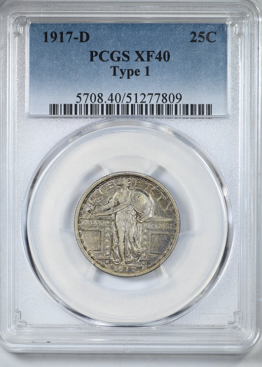 1917-D Type 1 Standing Liberty Quarter 25C PCGS XF40