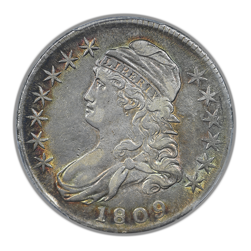 1809 Capped Bust Half Dollar 50C PCGS XF45 III Edge - TONED!