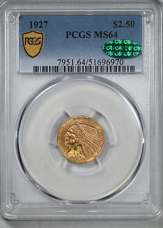 1927 Indian Head Gold Quarter Eagle $2.50 PCGS MS64 CAC