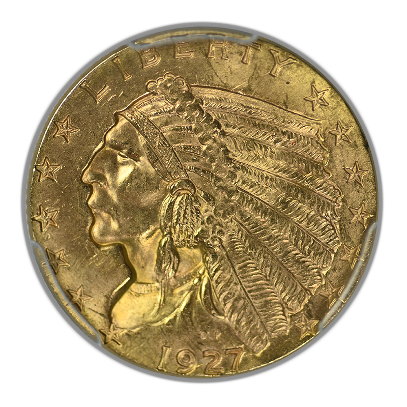 1927 Indian Head Gold Quarter Eagle $2.50 PCGS MS64 CAC