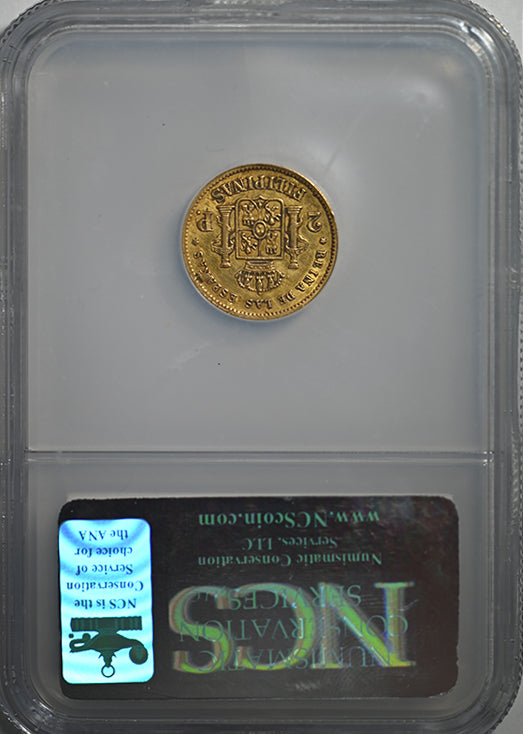 1861 Spanish Philippines Gold 2 Pesos G2P NGC NCS XF Details