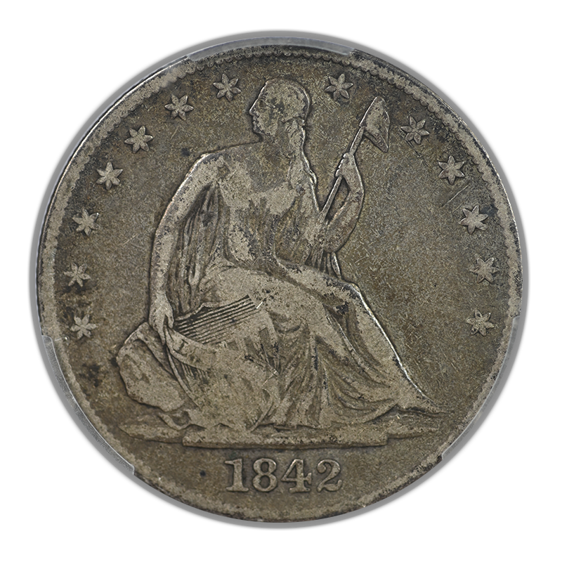 1842-O Liberty Seated Half Dollar 50C PCGS F12 - Medium Date, Reverse of 1842