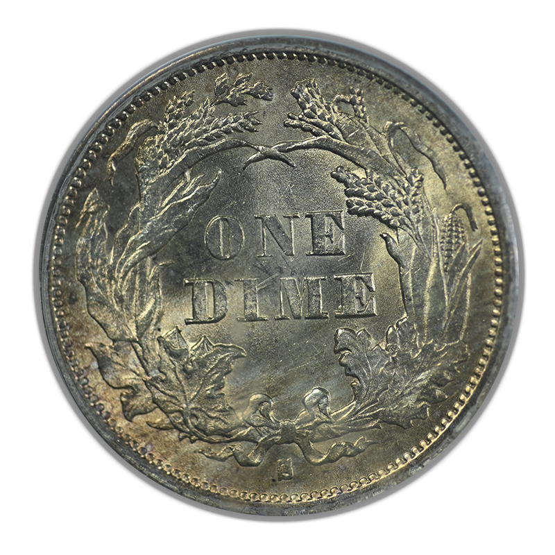 1875-S Liberty Seated Dime 10C PCGS MS62 OGH Reverse
