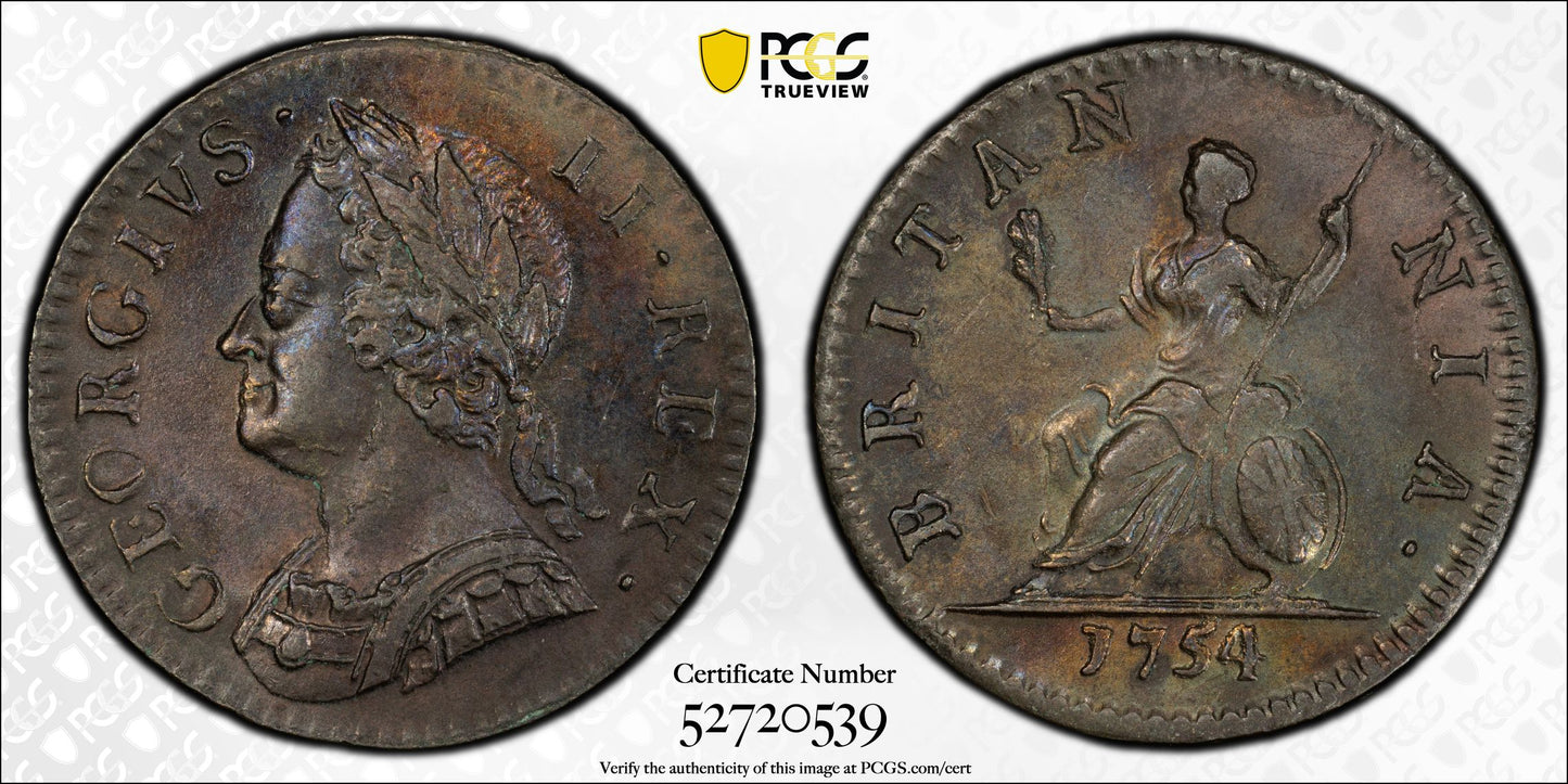 1754 Great Britain 1/4D Farthing PCGS MS62BN S-3722