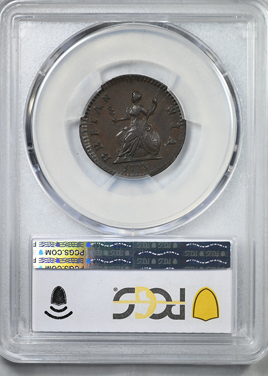 1773 Great Britain 1/4D Farthing PCGS AU58 S-3775 No Stop after REX