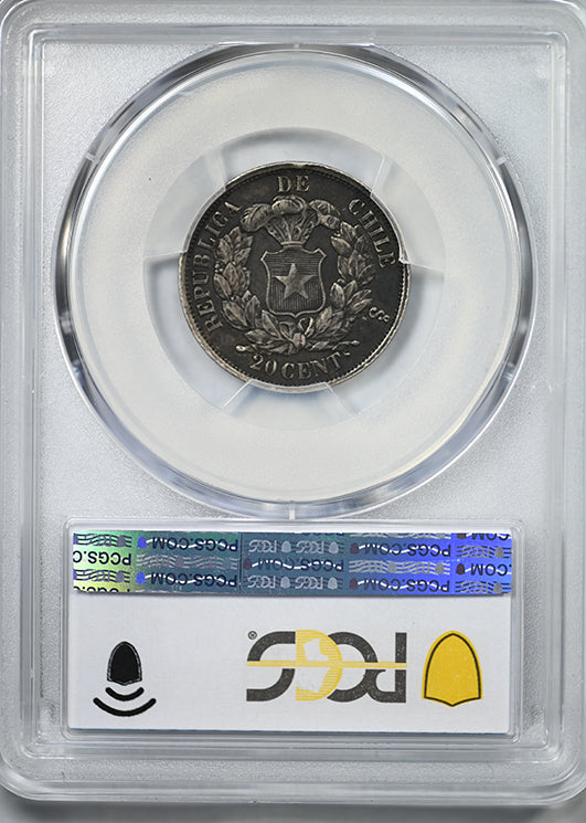 1866-So Chile 20C Centavos PCGS XF40