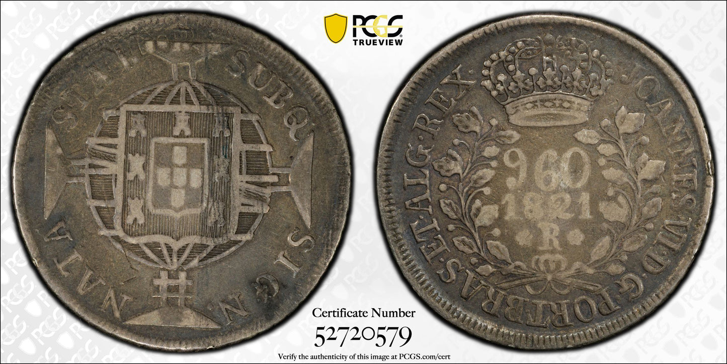 1821-R Brazil 960R Reis PCGS VF25 Mald-443.23