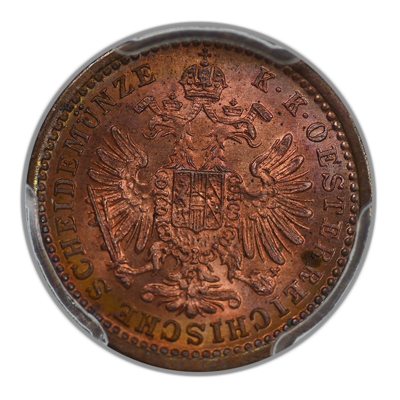 1885 Austria 5/10K Kreuzer PCGS MS65RB KM-2183 Small Eagle