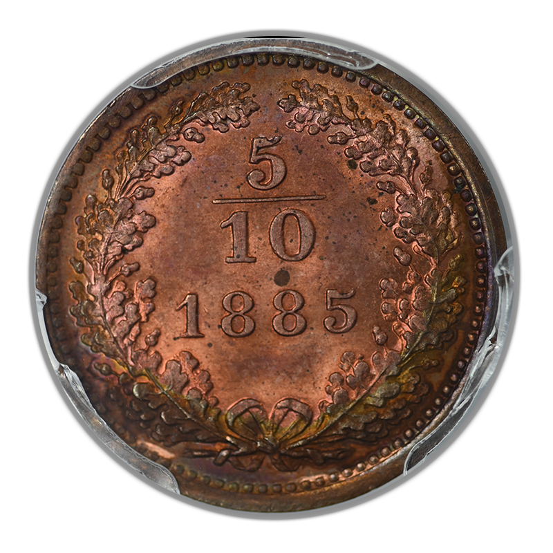 1885 Austria 5/10K Kreuzer PCGS MS65RB KM-2183 Small Eagle