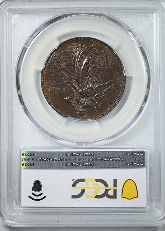 1911-R Italy 10C Centesimi PCGS MS63BN KM-51 50th Anniversary Kingdom
