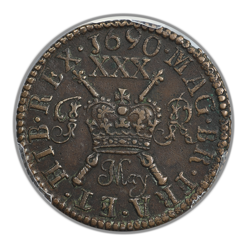1690 May Ireland 1/2C Half Crown PCGS XF45 S-6580B G. Money
